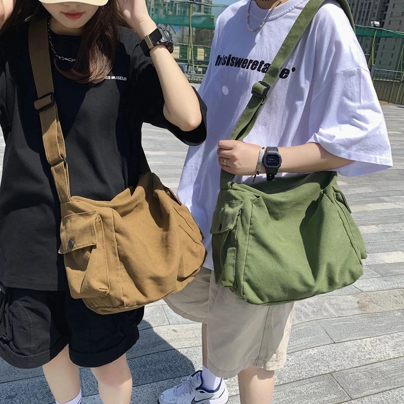 Canvas Shopper Travel Crossbody Shoulder Bags For Women