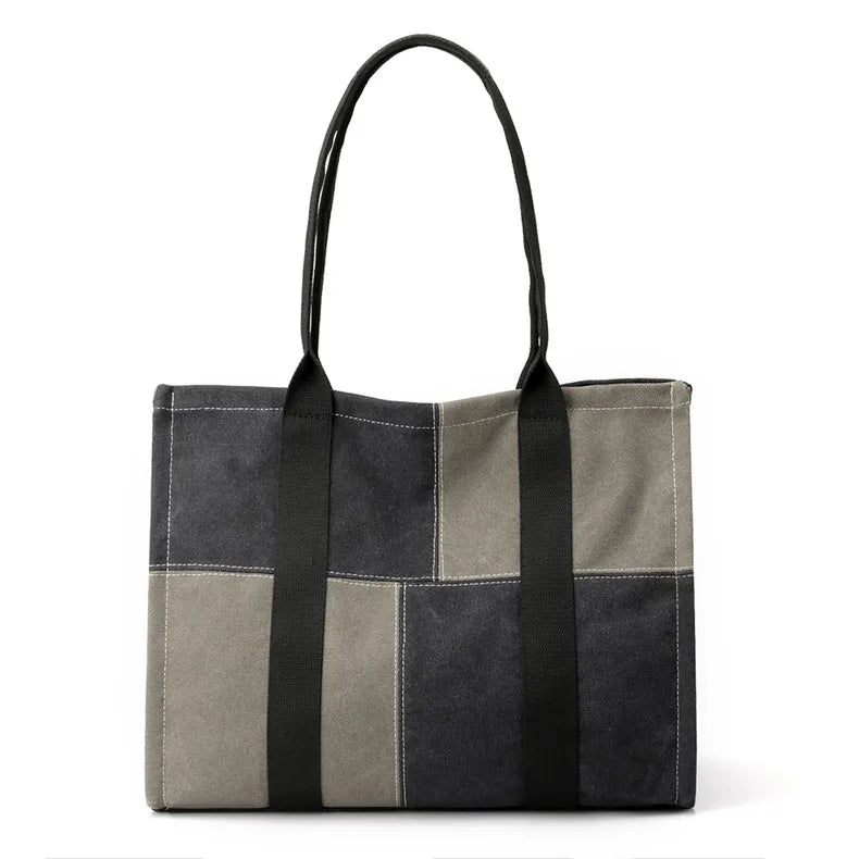 Women's Canvas Shoulder Bag High Purse Patchwork Totes