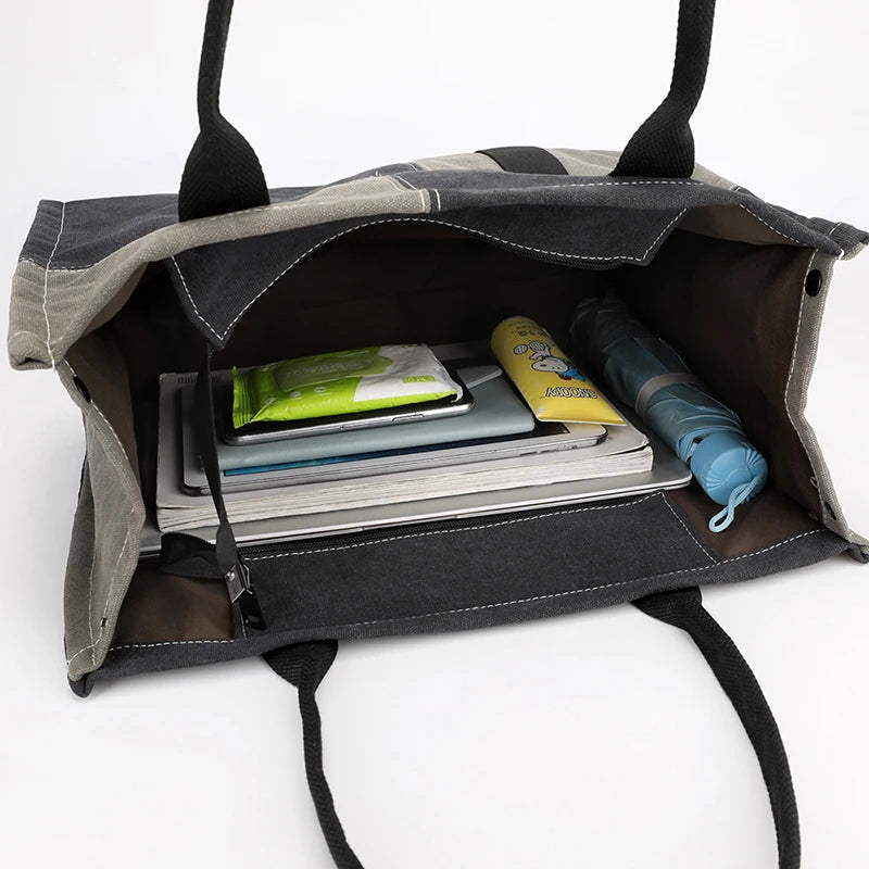 Women's Canvas Shoulder Bag High Purse Patchwork Totes