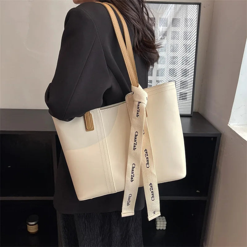 Large Capacity Women's Tote Pack PU Leather Shoulder Bag