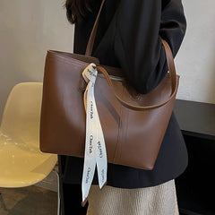 Large Capacity Women's Tote Pack PU Leather Shoulder Bag