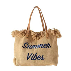 Large Capacity Tassel Shoulder Bag Cotton Canvas Handbag