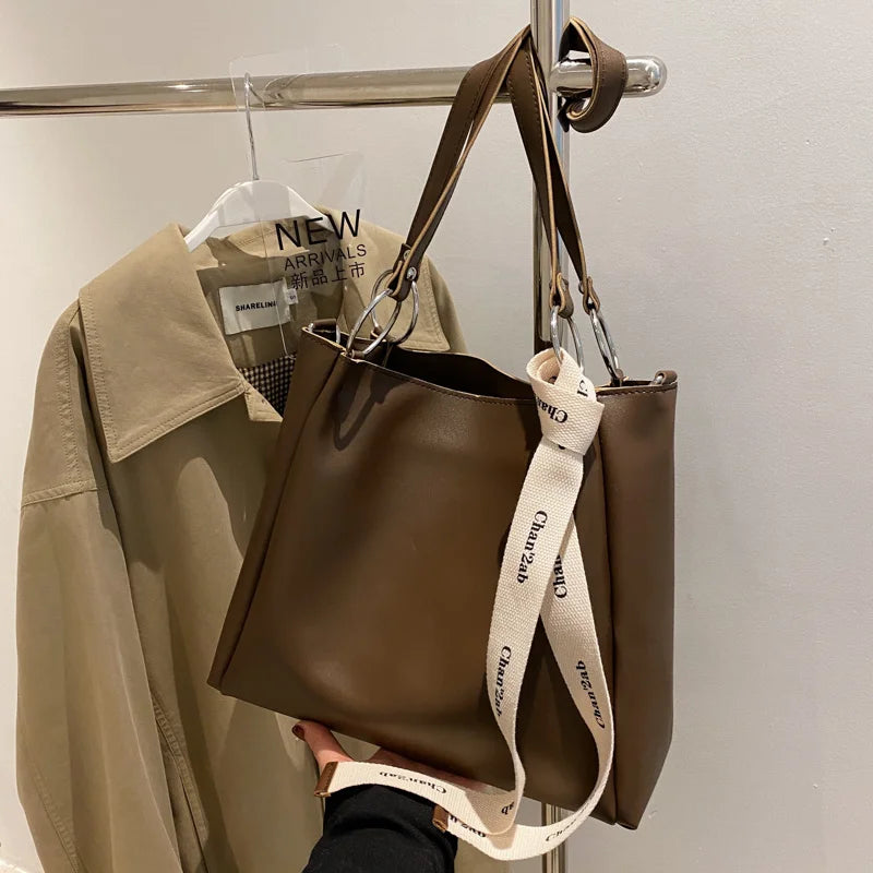 Vintage Leather Tote Bag Crossbody Handbag Women