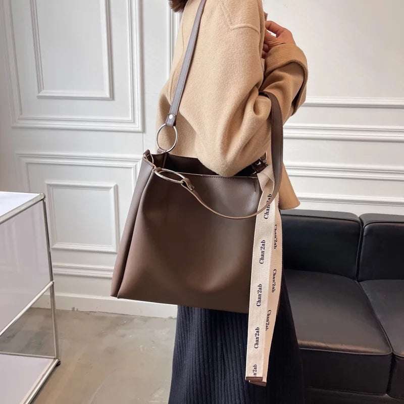 Vintage Leather Tote Bag Crossbody Handbag Women