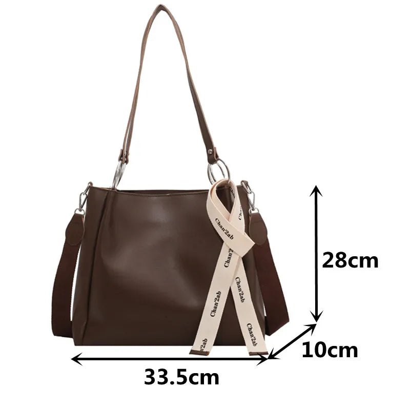 Vintage Leather Tote Bag Crossbody Handbag Women