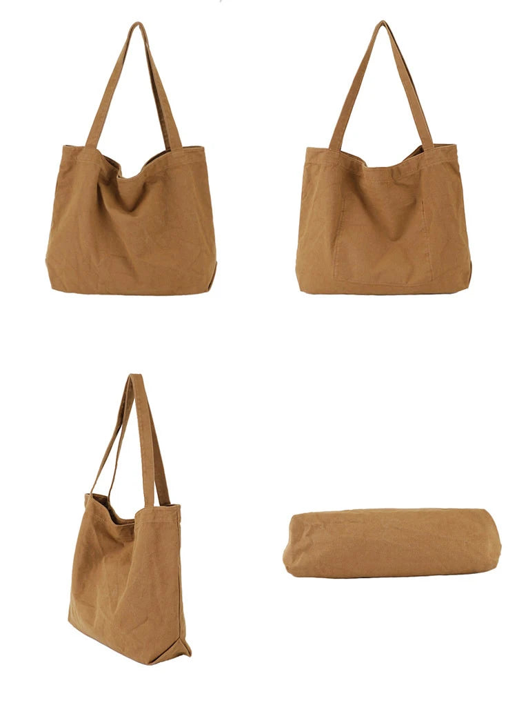 Large Canvas Handbag Tote Bag Unisex Shopping Hobo