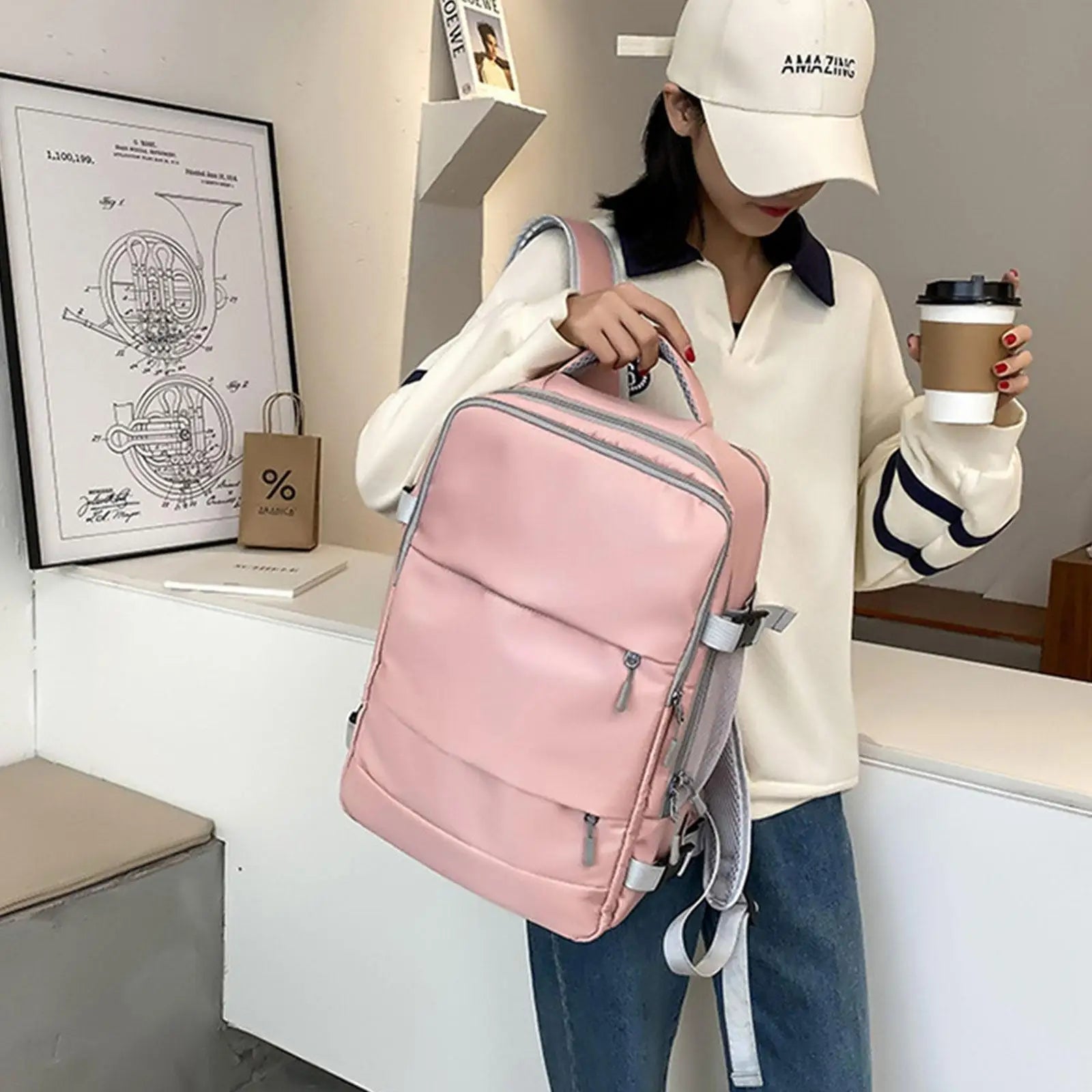 Large Travel Backpack Women Hiking Backpack Waterproof Diaper Casual Daypack