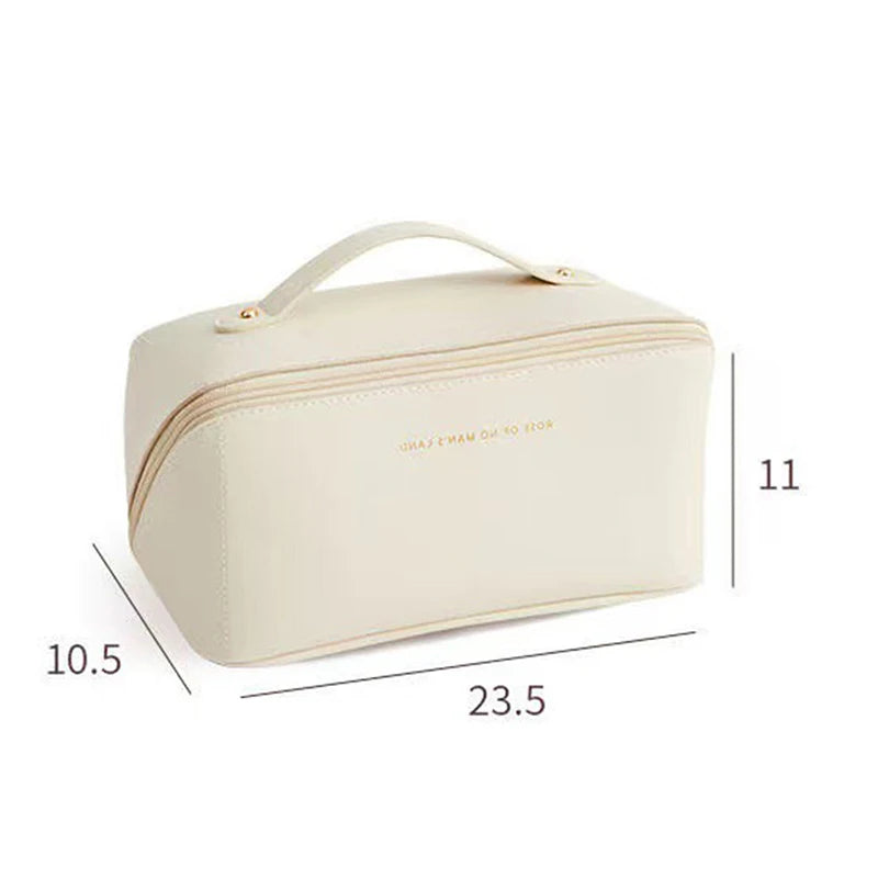 Large Travel Cosmetic Bag for Women Leather Makeup Organizer Toiletry Kit Bags