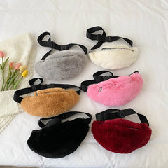 Plush Winter Waist Bag Large Women's Fanny Pack Chest Bag