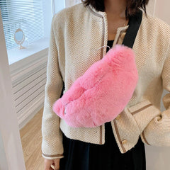 Plush Winter Waist Bag Large Women's Fanny Pack Chest Bag