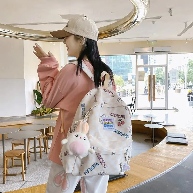 Large-capacity Multi-Pocket Nylon School Bag for Girls