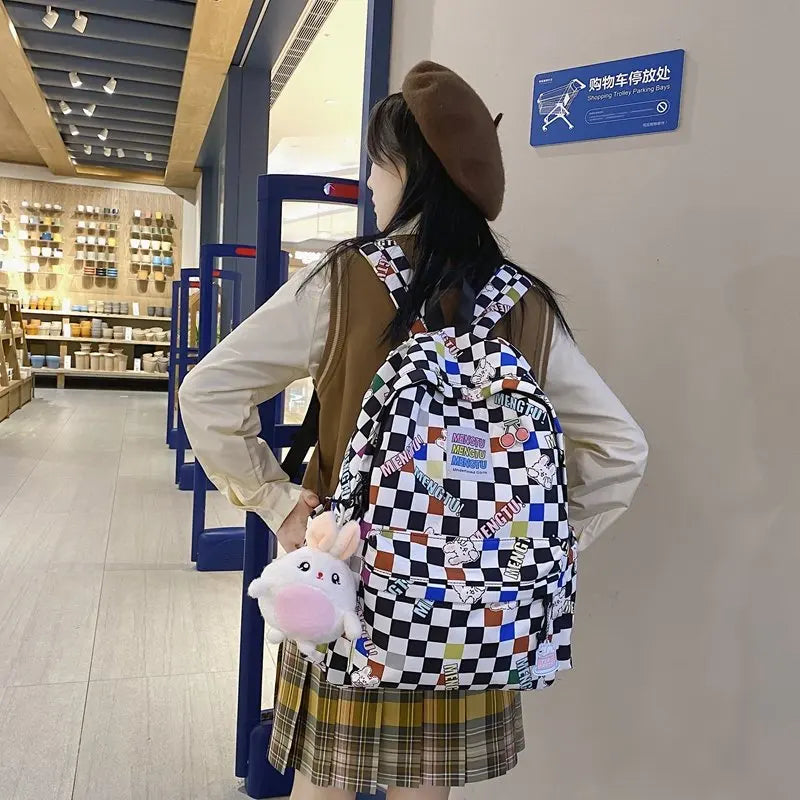 Large-capacity Multi-Pocket Nylon School Bag for Girls