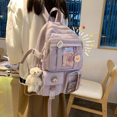 Large-capacity Women Nylon Backpack Multi-Pocket School Bag