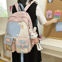 Women Multi-Pocket Nylon Backpack School Bag Laptop Book