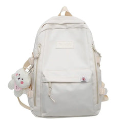 Large-Capacity Women Multi-Pocket Nylon Backpack for Junior High School