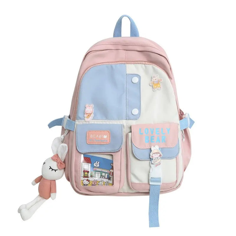 Women Multi-Pocket Nylon Backpack School Bag Laptop Book