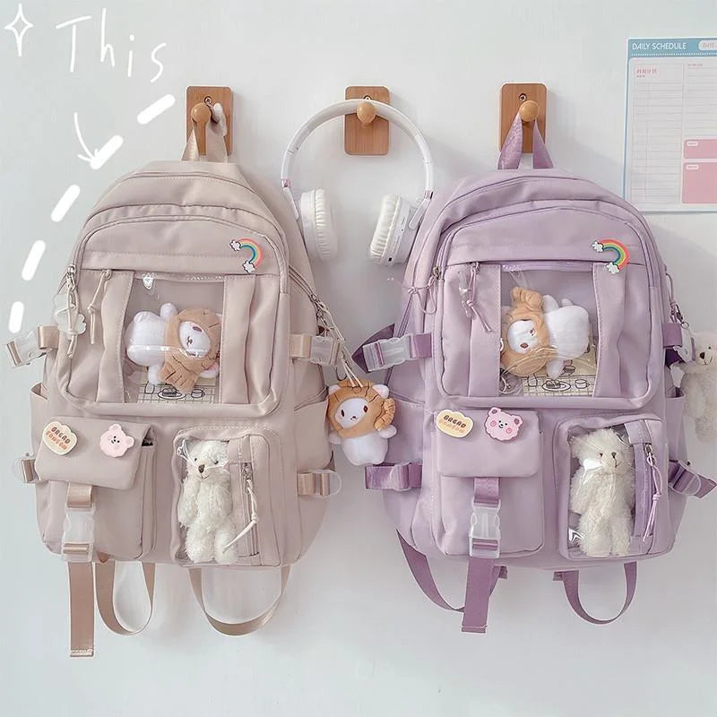 Large-capacity Women Nylon Backpack Multi-Pocket School Bag