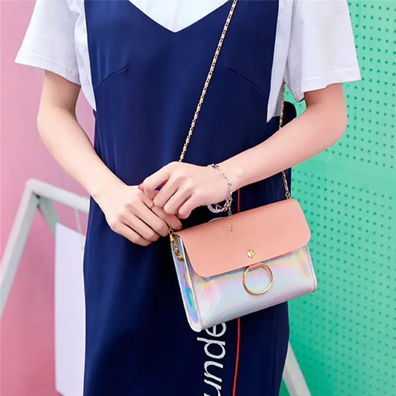 Laser Crossbody Chain Mini Shoulder Bag Circle Small Messenger Women Evening Clu
