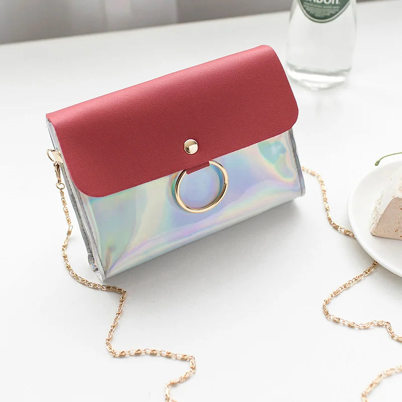 Laser Crossbody Bag Chain Mini Shoulder Evening Clutch Circle Messenger