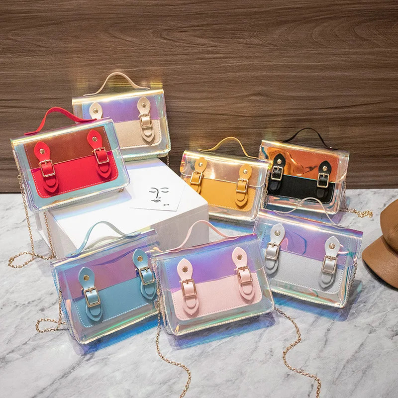 Transparent Laser Crossbody Bag for Women PVC Chain Mini Shoulder Messenger