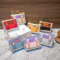 Transparent Laser Crossbody Bag for Women PVC Chain Mini Shoulder Messenger