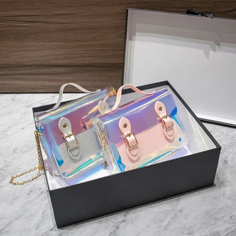 Transparent Laser Crossbody Bag Women Shoulder Messenger Mini Tote PVC Small