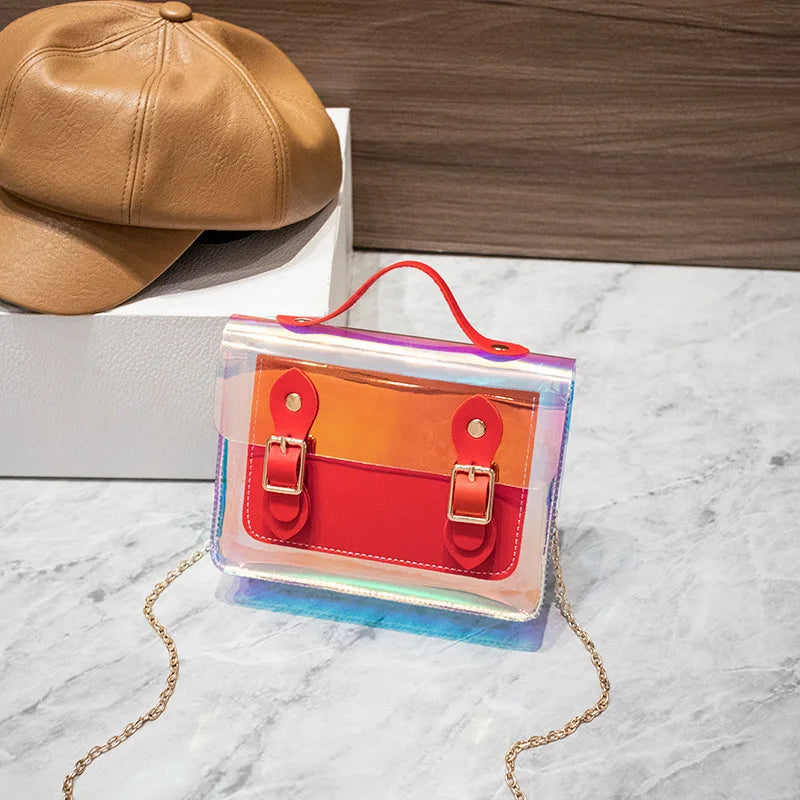 Transparent Laser Crossbody Bag for Women PVC Chain Mini Shoulder Messenger