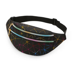 Geometric Pattern Waist Bag PU Leather Belt Bag Chest Phone Pouch