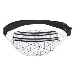 Geometric Pattern Waist Bag PU Leather Splicing Belt Phone Pouc