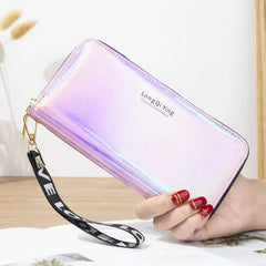 Holographic Wallet Long Pu Leather Purse Zipper Purses Phone Carteras