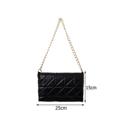 Lattice Pattern Chain Shoulder Underarm Bag PU Women Flap Handbags