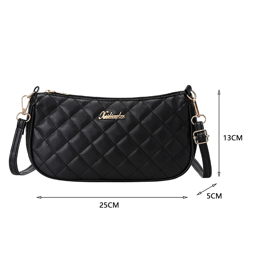 Lattice Pattern Shoulder Bags Soft PU Leather Casual Ladies Handbags