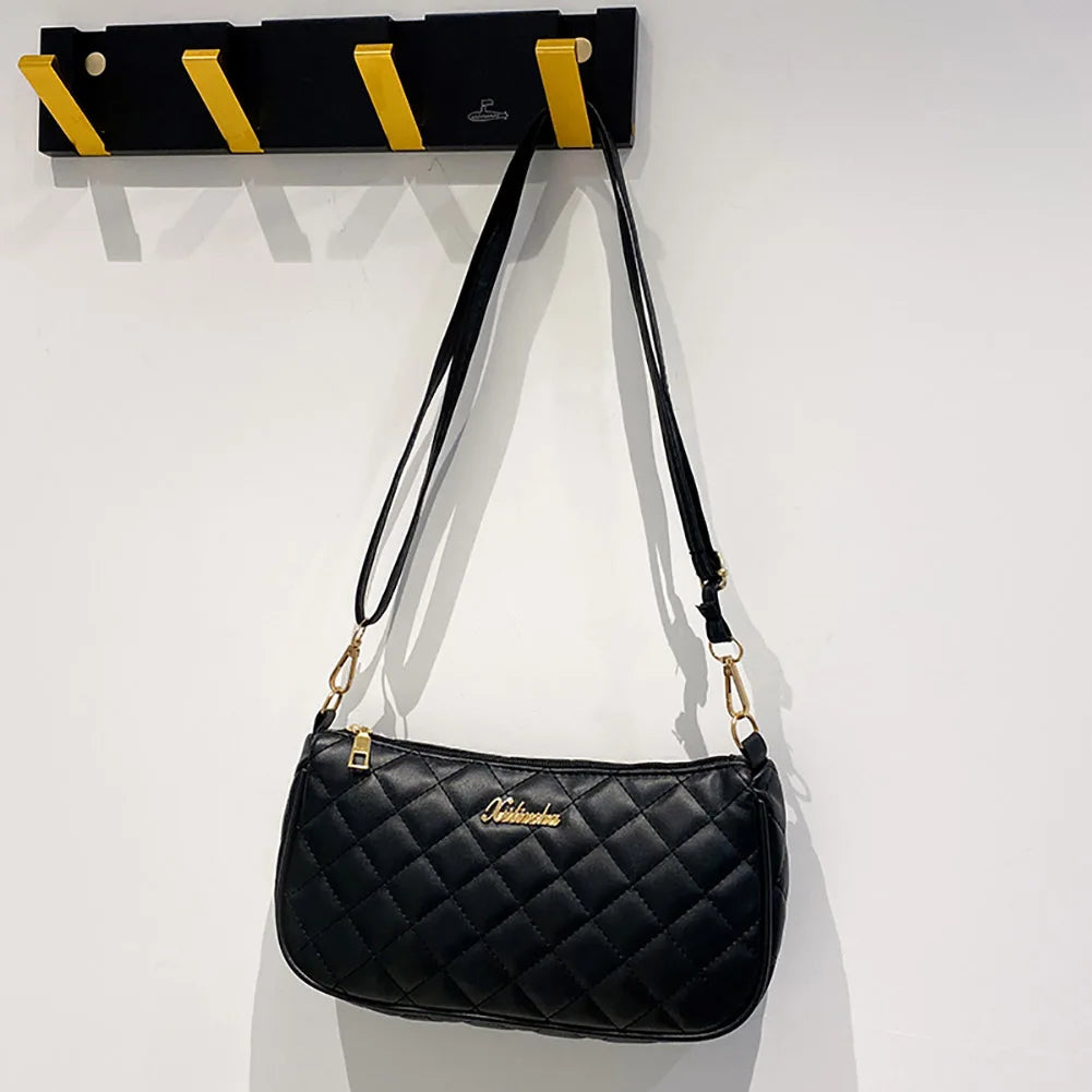 Lattice Pattern Shoulder Bags Soft PU Leather Casual Ladies Handbags