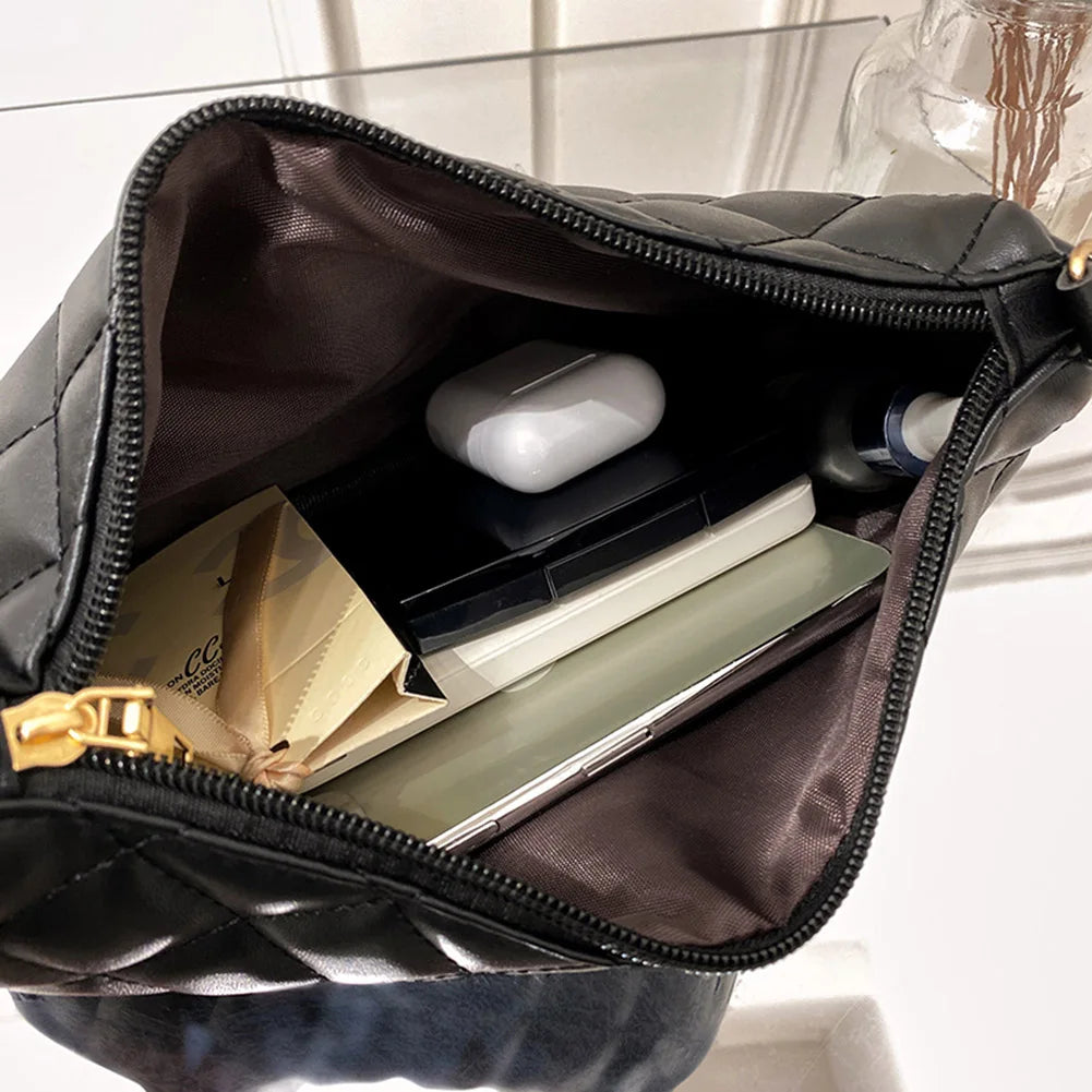 Lattice Pattern Shoulder Bags Soft PU Leather Casual Ladies Handbags
