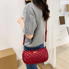 Lattice Pattern Shoulder Bags Soft PU Leather Casual Ladies Handbags