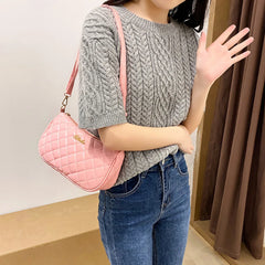 Lattice Pattern Shoulder Bags Soft PU Leather Casual Ladies Handbags