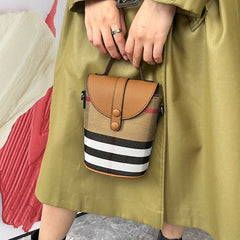 Vintage Texture Bucket Bag Lattice Phone Bag