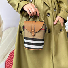 Vintage Texture Bucket Bag Lattice Phone Bag