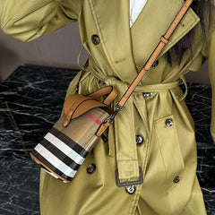 Vintage Texture Bucket Bag Lattice Phone Bag