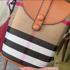 Vintage Texture Bucket Bag Lattice Phone Bag
