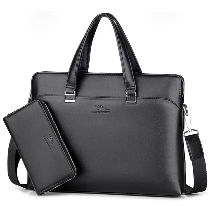 Waterproof Leather Laptop Briefcase for Men