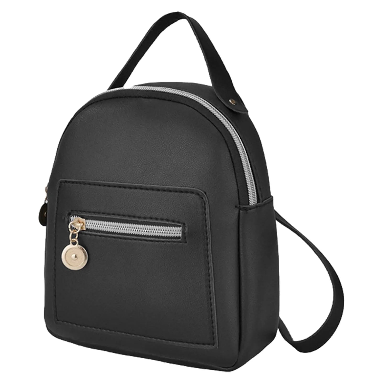 Mini PU Leather Backpack College Messenger Bag Convertible Shoulder Bag