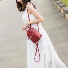 Mini PU Leather Backpack College Messenger Bag Convertible Shoulder Bag