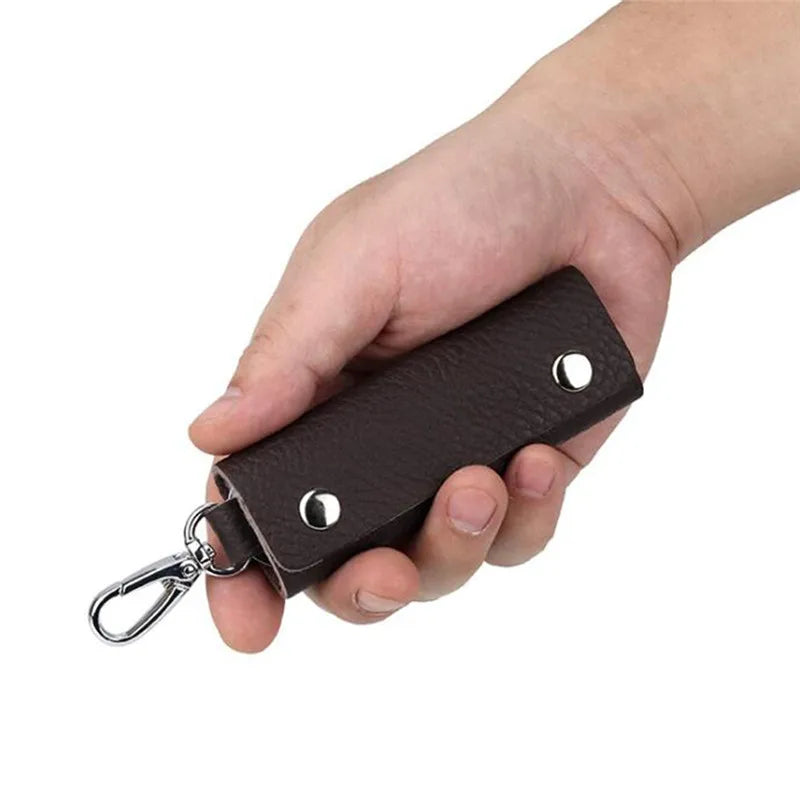 Leather Double Snap Key Holder Key Ring Organizer Accessories