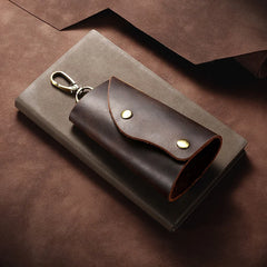 Leather Keychain Case Cowhide Car Keys Holder Clip Housekeepers Key Organizer