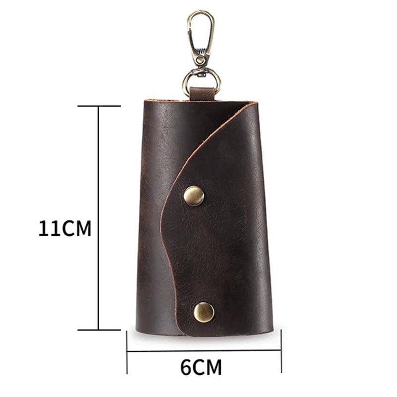 Leather Keychain Case Cowhide Car Keys Holder Clip Housekeepers Key Organizer