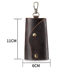 Leather Keychain Case Cowhide Car Keys Holder Clip Housekeepers Key Organizer