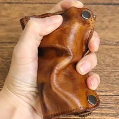 Men's Leather Keychain Holder Organizer Split Car Key Wallet