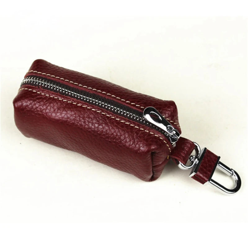 Leather Key Holder Organizer Keychain Purse Bag Keys Case Pouch