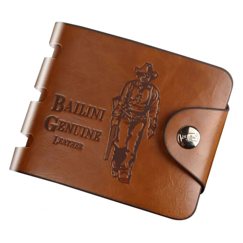 Compact Faux Leather Bifold Wallet for Men
